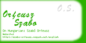 orfeusz szabo business card