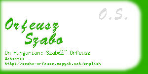 orfeusz szabo business card